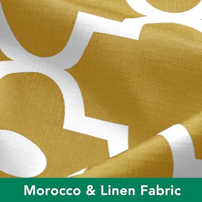 Fabric Modern Extra Long Shower Curtains for Bathroom-Gold and White