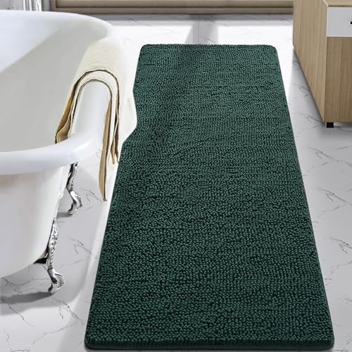 LOCHAS Luxury Bathroom Rug Shaggy Bath Mat 24 x 70 Inch, Hunter Green