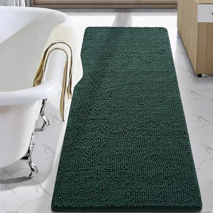 LOCHAS Luxury Bathroom Rug Shaggy Bath Mat 24 x 70 Inch, Hunter Green