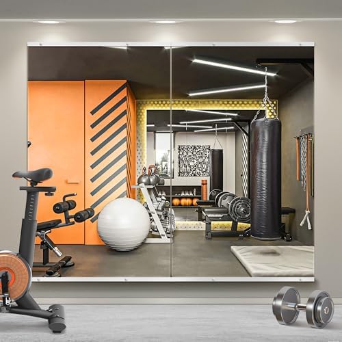 Home Gym Mirror for Wall, 48x28x2PCS Frameless Full Length Mirror, Silver