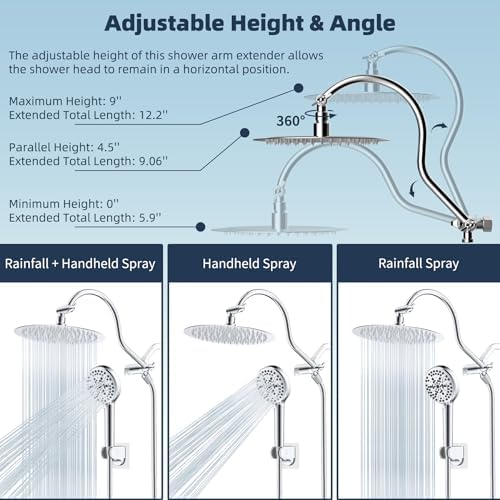 Hibbent All Metal cUPC Certified Shower Head, 10'' Rainfall Shower Head