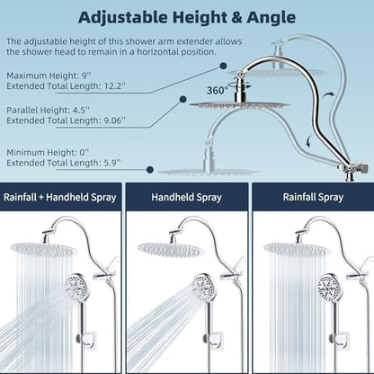 Hibbent All Metal cUPC Certified Shower Head, 10'' Rainfall Shower Head