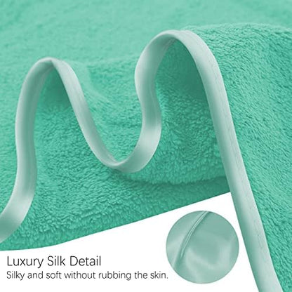 TENSTARS Silk Hemming Bath Towels for Bathroom Clearance - 27 x 55 inches - Light Thin Quick Drying - Soft Microfiber Absorbent Towel for Bath Fitness, Sports, Yoga, Travel, Gym - 2 Pack, Aqua Green