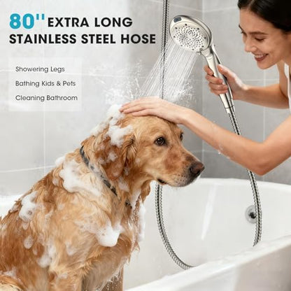 FASDUNT High Pressure Filtered Handheld Shower Head, Brushed Nickel
