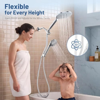 MakeFit Dual Filtered Rain Shower Head Combo, Handheld Shower Head with Adjustable Bar - Rainfall Shower Head And Showerhead with Filter for Hard Water - Removes Chlorine