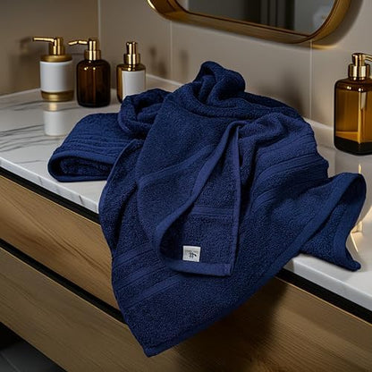 Tens Towels 4 Piece Bath Towels 27x54 Inches, Navy