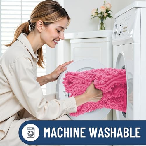 Smiry Bathroom Rugs 48X32, Extra Soft Rubber Backing Chenille Bath Mats