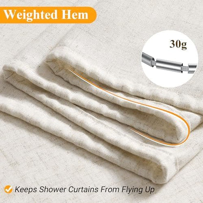Naturoom Linen Shower Curtain 42x72 Inch for Bathroom Beige 1 Panel