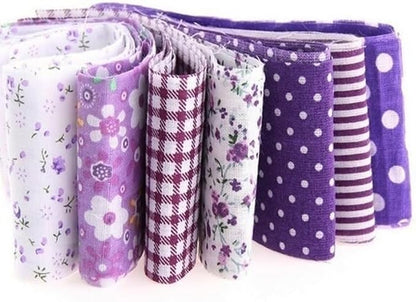 7Pcs Top Purple Cotton Craft Fabric Bundle Squares Patchwork DIY Sewing Scrapbooking Quilting Floral Dot Pattern Craft and Hobby Fabric, Arts, Crafts and Sewing 10" x 10" (25cm x 25cm)