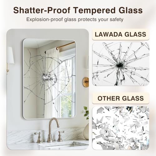 Vanity Bathroom Mirror, 30”x20” Silver Bathroom Mirror for Over Sink