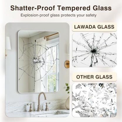 Vanity Bathroom Mirror, 30”x20” Silver Bathroom Mirror for Over Sink