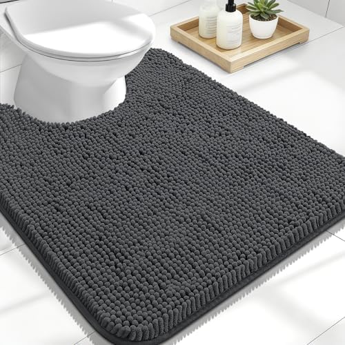 OLANLY Toilet Rugs U-Shaped 24x20, Soft Absorbent Chenille Contour Rugs