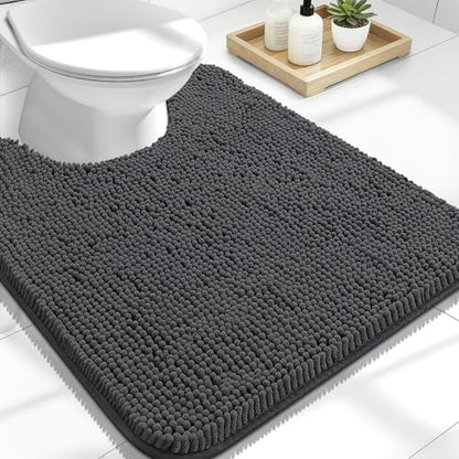 OLANLY Toilet Rugs U-Shaped 24x20, Soft Absorbent Chenille Contour Rugs