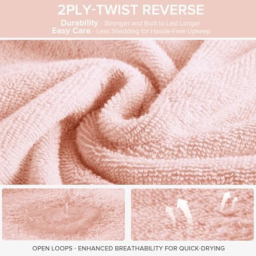 Comfort Spaces 12 Pc Towel Set, 100% Cotton Zero Twist, Blush