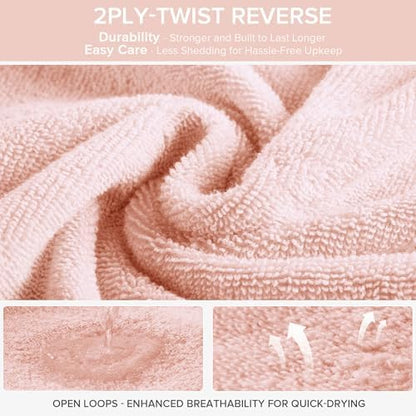 Comfort Spaces 12 Pc Towel Set, 100% Cotton Zero Twist, Blush