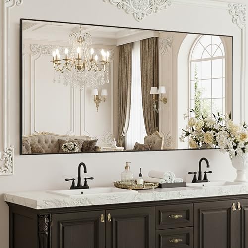 FICTOR Bathroom Vanity Mirror for Over Sink, 60" x 36", Black