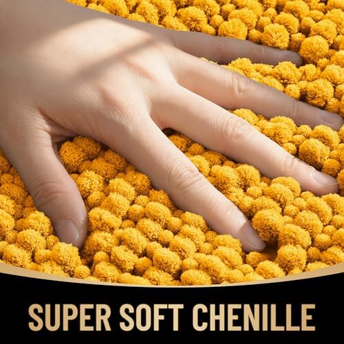 OLANLY Thick Chenille Absorbent Bathroom Rugs Mat 36x24, Golden Yellow