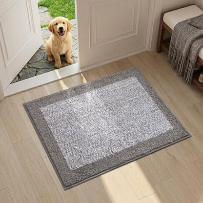 Bathroom Rugs 24x17 Non Slip Washable, Soft Absorbent Bath Mat Light Grey