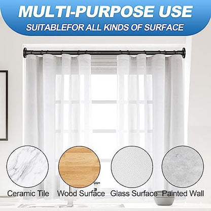 CorkLatta Black Shower Curtain Rod 32 to 43 Inch,1 Inch Diameter Adjustable Spring Tension Stainless Steel Telescoping Rod,Easy Install,No Rust