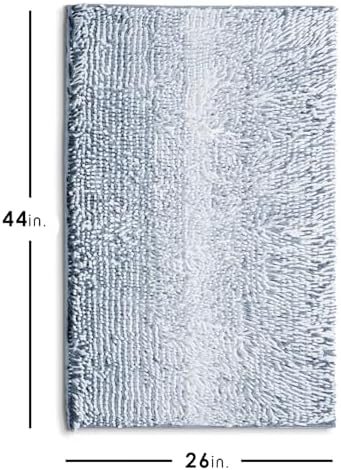 Hearth & Harbor Bathroom Rugs, Chenille Bath Mat - Machine Washable Bath Mats for Bathroom Non-Slip Backing Rubber, Quick Dry Bathroom Mat, 26 x 44 - Ombre Blue