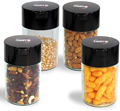 Tightvac 1 oz to 6 ounce - Patented Airtight Container | Multi-use Vacuum Container Works as Smell Proof Containers for Herbs and Dry Goods. Dark Blue Cap &Black Body