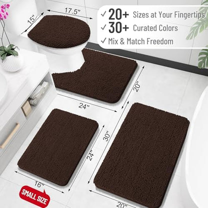 OLANLY Small Bathroom Rugs 24x16, Extra Soft Absorbent Chenille Bath Rugs