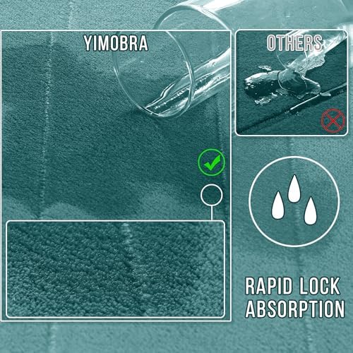 Yimobra Memory Foam Toilet Bath Mat U-Shaped, Soft and Comfortable, Water Absorption, Non-Slip, Thick, Machine Wash, Easier to Dry for Bathroom Commode Contour Rug, 24 X 20 Inch, Teal