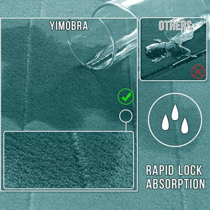 Yimobra Memory Foam Toilet Bath Mat U-Shaped, Soft and Comfortable, Water Absorption, Non-Slip, Thick, Machine Wash, Easier to Dry for Bathroom Commode Contour Rug, 24 X 20 Inch, Teal