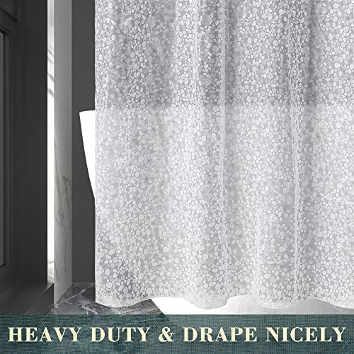No Hook Shower Curtain or Liner, Standard Size 71 x 74, Pebble