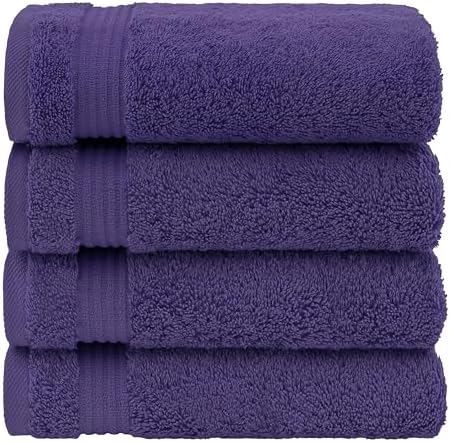 American Veteran Towel, Hand Towels for Bathroom Set of 4, 100% Cotton Turkish Hand Towel Sets, Soft Hand Face Towels, Purple Hand Towels