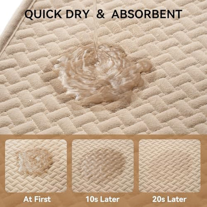 YDKGL Bathroom Runner Non Slip, Extra Soft Absorbent Quick Dry Bath Mats, Foam Weave Texture Thin Bath Rugs Washable with Rubber Backing, 20" x 59“