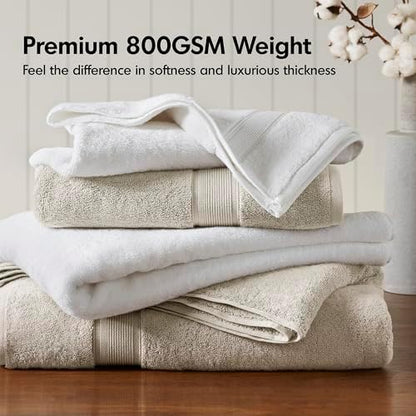 Madison Park Cotton Bath Sheet 2 Piece Oversized, 800GSM, 34" x 68" Natural