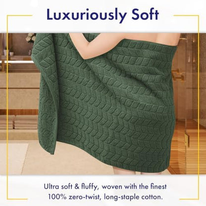 Alusa Home Ultra Soft & Stylish 700 GSM Luxury Bath Towels - 100% Zero-Twist, Long-Staple Cotton - Remarkably Absorbent & Quick Drying - 6 Piece Towel Set (Hunter Green)
