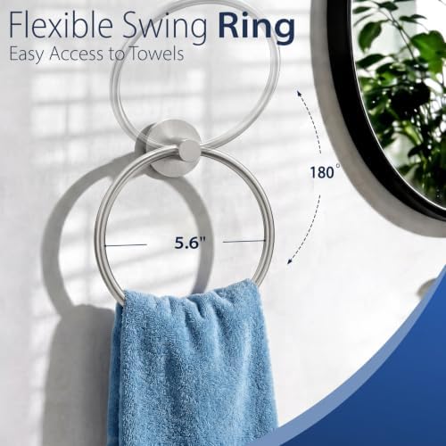 5-Piece Brushed Nickel Bathroom Towel Bar Set,24" Bathroom Hardware Kit