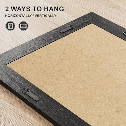 Farmhouse Rustic Wood Framed Bathroom Vanity Mirror for Wall, 26x38, Black