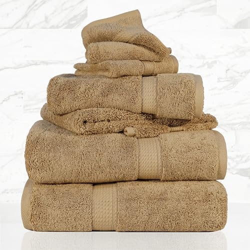 SUPERIOR Egyptian Cotton Ultra Plush & Absorbent, 6 Piece Set, Toast