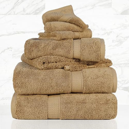 SUPERIOR Egyptian Cotton Ultra Plush & Absorbent, 6 Piece Set, Toast