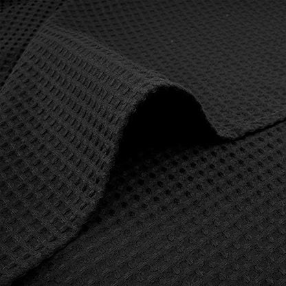 RiverDream Heavyweight Waffle No Hook Shower Curtain with Liner,Black,54x80