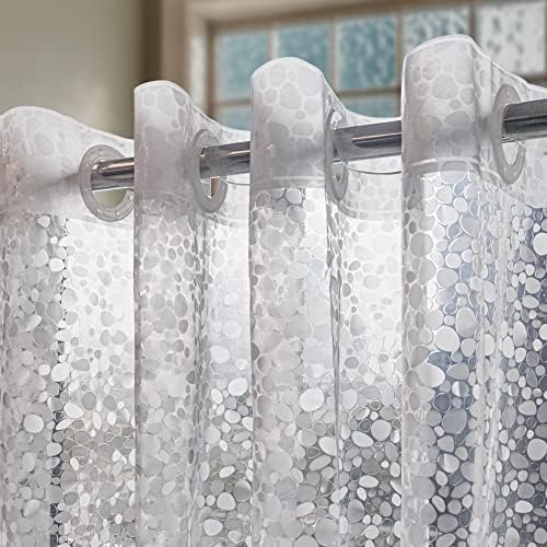 No Hook Shower Curtain or Liner, Standard Size 71 x 74, Pebble