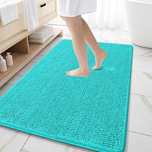 OLANLY Large Bathroom Rugs 59x35, Extra Soft Absorbent Chenille Bath Rugs