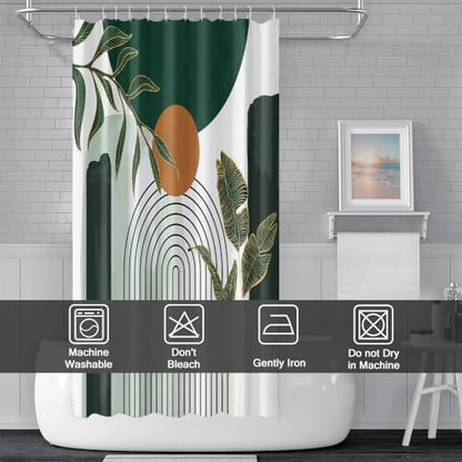 Abstract Boho Green Shower Curtain for Bathroom 72x96 Inch