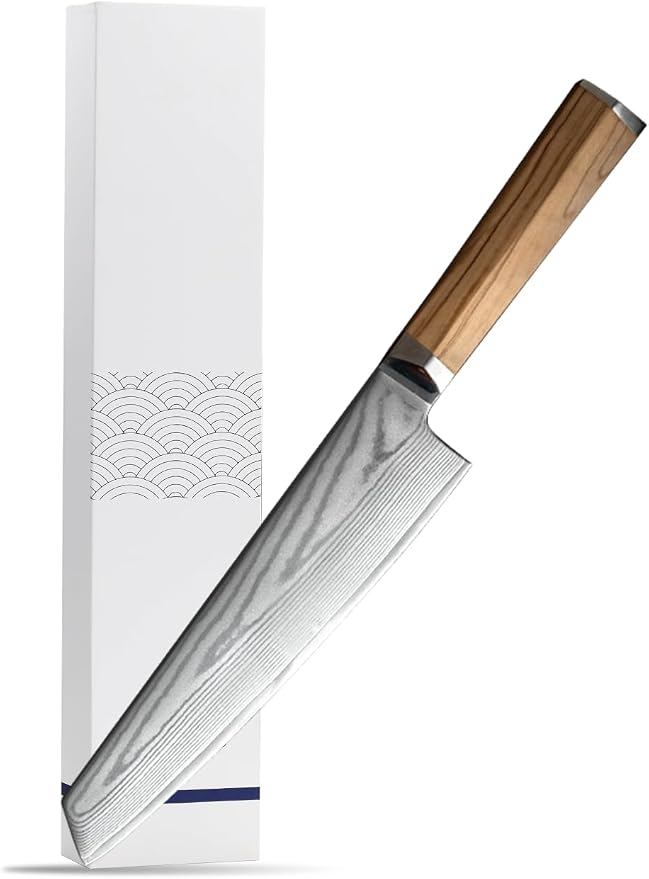 8 Inch Damascus Kiritsuke Knife,Japanese Knife 67 Layers VG-10 Kiritsuke, Italian Olive Wood FullTang Handle Japanese Chef Knife