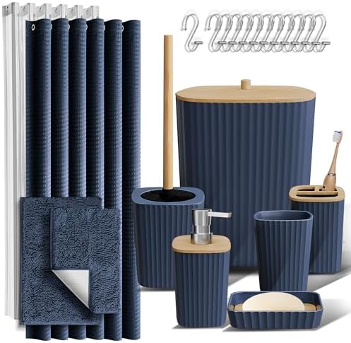 Clara Clark Bathroom Set, Bathroom Sets with Shower Curtain and Rugs