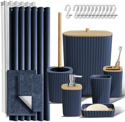 Clara Clark Bathroom Set, Bathroom Sets with Shower Curtain and Rugs
