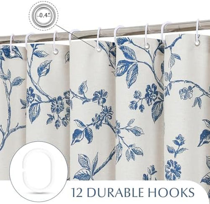 MitoVilla Extra Long Cotton Floral Shower Curtain for Bathroom,72 x 90
