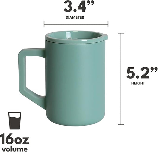 Elemental Insulated Coffee Mug - Triple-Wall Stainless Steel Summit Travel Cup for Hot and Cold Drinks - Thermal Coffee Mug with Lid and Handle for Camping, Office & Travel 16oz - Sage