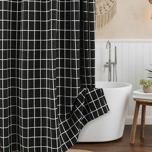 Black Farmhouse Shower Curtain-Fabric Extra Long Shower Curtains Bathroom
