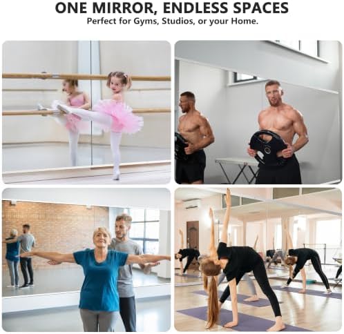 Home Gym Mirror for Wall, 48x28x2PCS Frameless Full Length Mirror, Silver