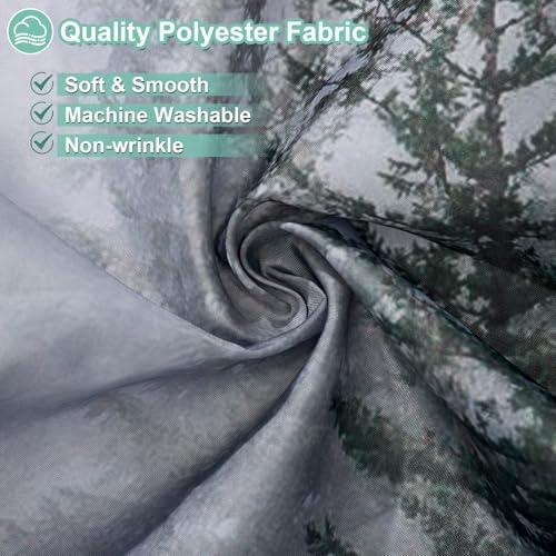 ORTIGIA 60x72 Misty Forest Stall Shower Curtain for Small Bathroom, Dark Green Narrow Nature Woodland Shower Curtain Set with Hooks, Waterproof Fabric Pine Tree Fog Magic Home Bath Curtain