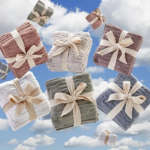 SKL Home CloudSoft Washcloth Set, 4-Piece, 100% Cotton Luxury, Clay
